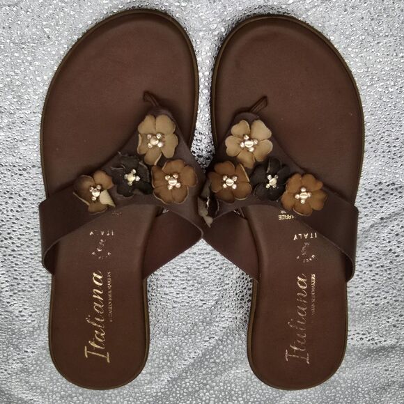 Italian Shoemakers Women's Emina Floral Flip Flop Sandal Size 10 - Picture 1 of 7